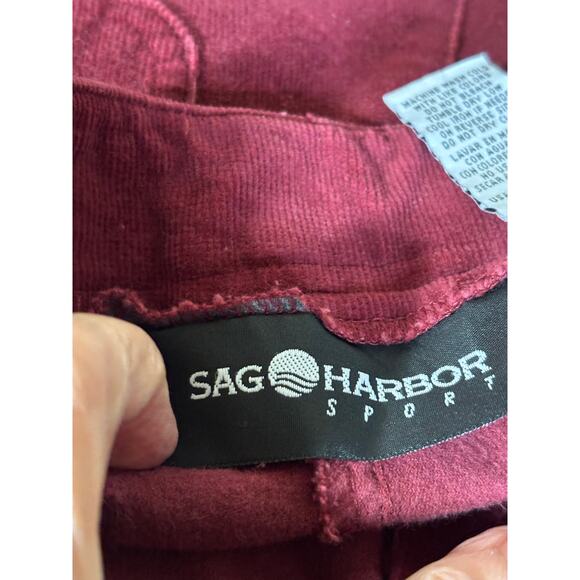 Vintage Sag Harbor cranberry corduroy pantsuit, 90s minimalist, fall capsule - Picture 10 of 11